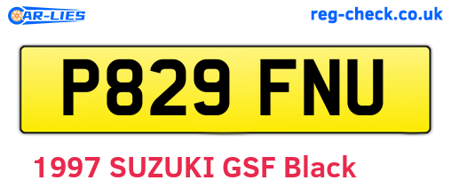 P829FNU are the vehicle registration plates.