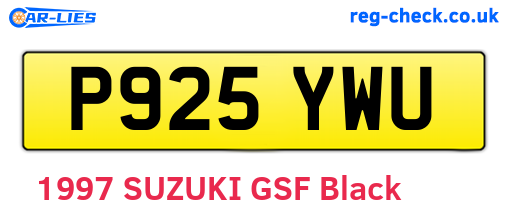 P925YWU are the vehicle registration plates.