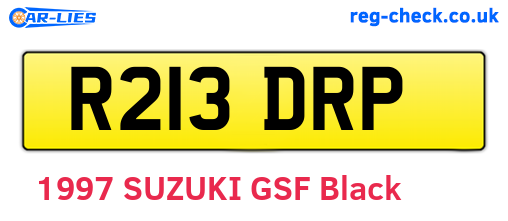 R213DRP are the vehicle registration plates.