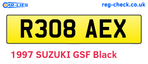 R308AEX are the vehicle registration plates.