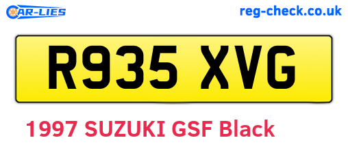 R935XVG are the vehicle registration plates.