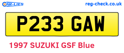 P233GAW are the vehicle registration plates.