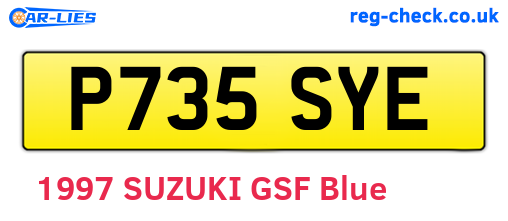 P735SYE are the vehicle registration plates.