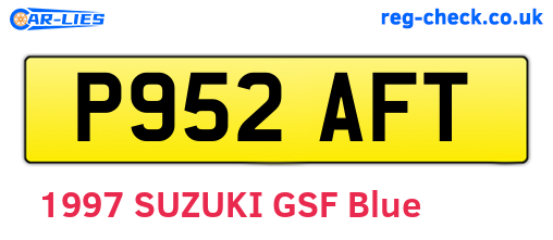 P952AFT are the vehicle registration plates.