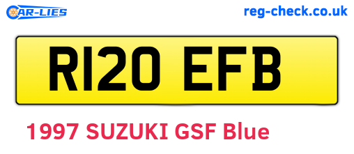 R120EFB are the vehicle registration plates.