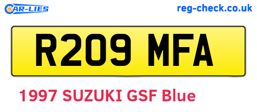 R209MFA are the vehicle registration plates.