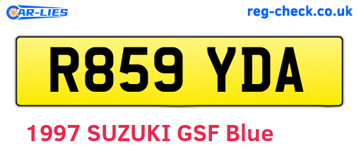 R859YDA are the vehicle registration plates.