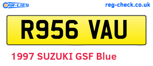 R956VAU are the vehicle registration plates.
