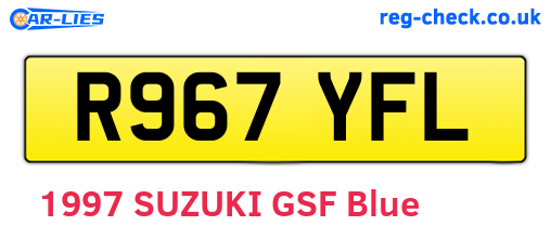 R967YFL are the vehicle registration plates.