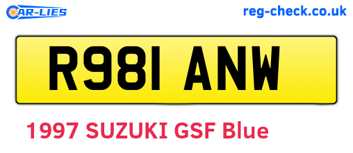 R981ANW are the vehicle registration plates.