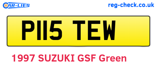 P115TEW are the vehicle registration plates.