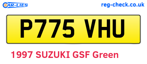 P775VHU are the vehicle registration plates.