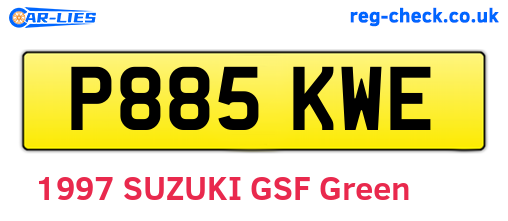 P885KWE are the vehicle registration plates.