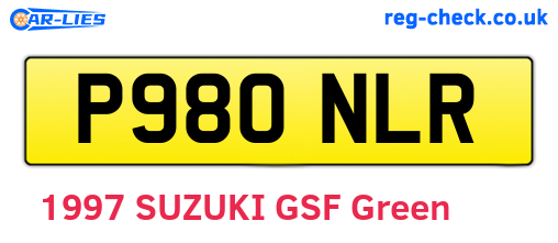 P980NLR are the vehicle registration plates.