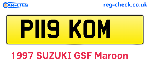P119KOM are the vehicle registration plates.