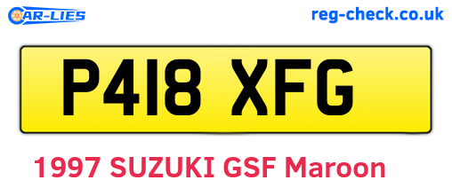P418XFG are the vehicle registration plates.
