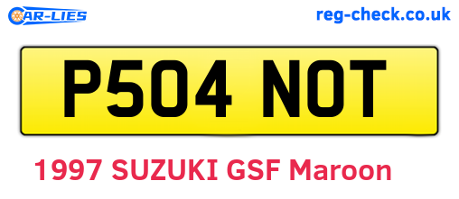 P504NOT are the vehicle registration plates.