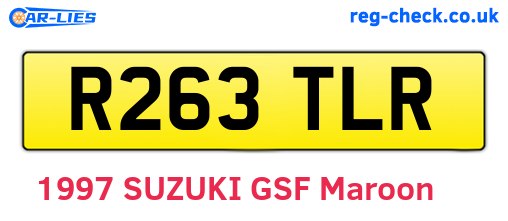 R263TLR are the vehicle registration plates.