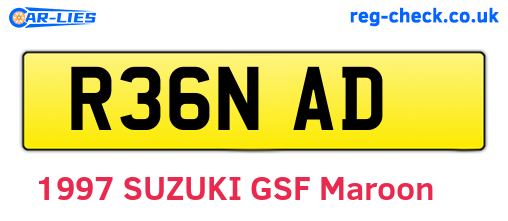 R36NAD are the vehicle registration plates.