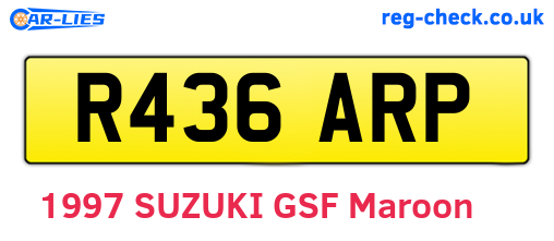 R436ARP are the vehicle registration plates.