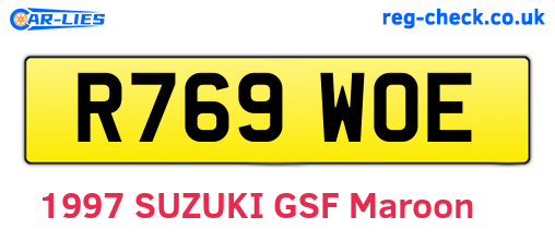 R769WOE are the vehicle registration plates.