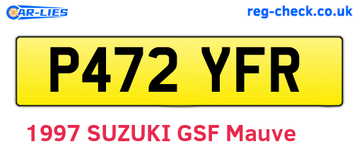 P472YFR are the vehicle registration plates.