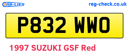 P832WWO are the vehicle registration plates.