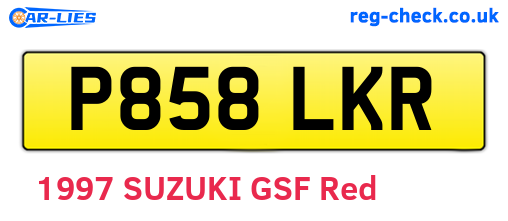 P858LKR are the vehicle registration plates.