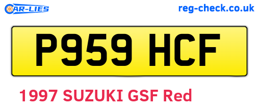 P959HCF are the vehicle registration plates.