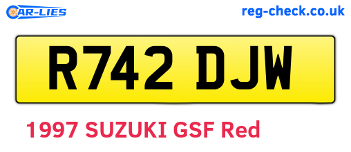 R742DJW are the vehicle registration plates.