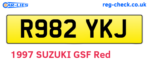 R982YKJ are the vehicle registration plates.