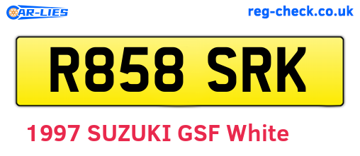 R858SRK are the vehicle registration plates.