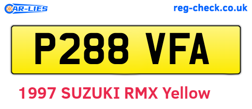 P288VFA are the vehicle registration plates.