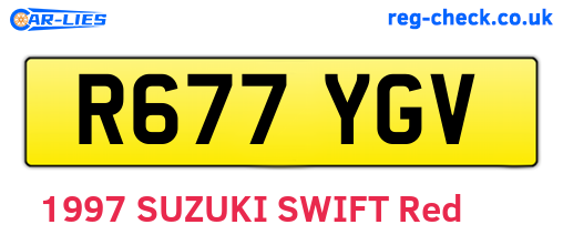 R677YGV are the vehicle registration plates.