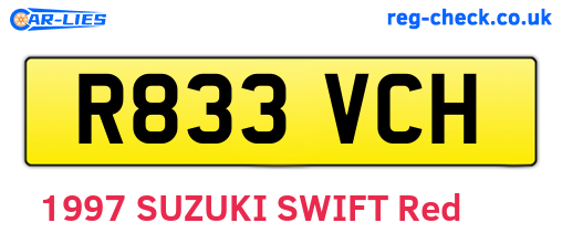 R833VCH are the vehicle registration plates.