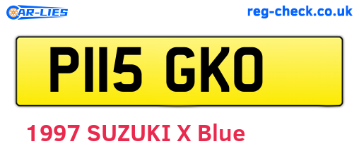P115GKO are the vehicle registration plates.