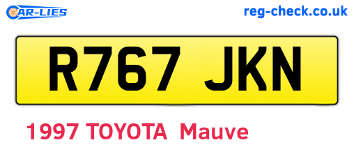 R767JKN are the vehicle registration plates.