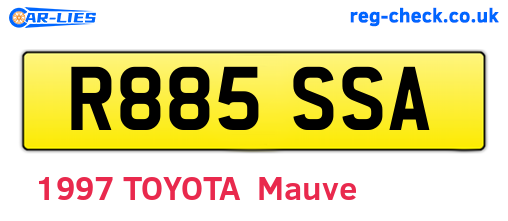 R885SSA are the vehicle registration plates.