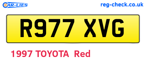 R977XVG are the vehicle registration plates.