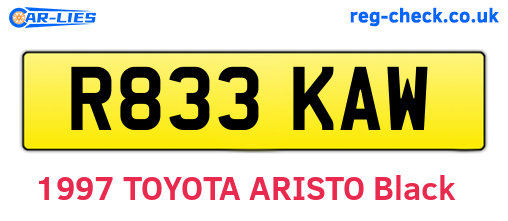 R833KAW are the vehicle registration plates.