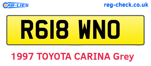 R618WNO are the vehicle registration plates.