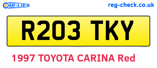 R203TKY are the vehicle registration plates.