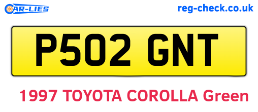 P502GNT are the vehicle registration plates.