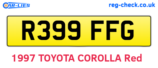 R399FFG are the vehicle registration plates.