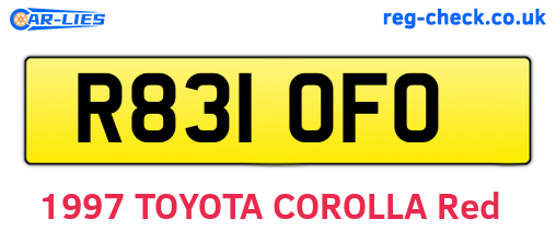 R831OFO are the vehicle registration plates.