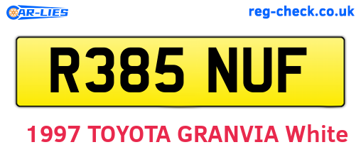 R385NUF are the vehicle registration plates.