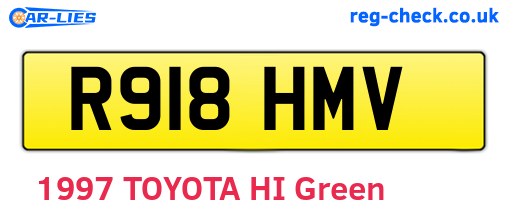 R918HMV are the vehicle registration plates.