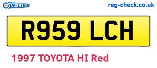 R959LCH are the vehicle registration plates.