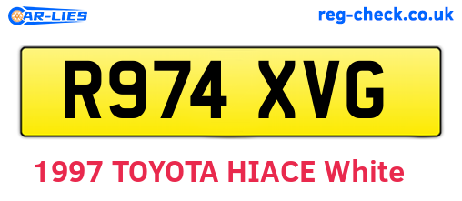 R974XVG are the vehicle registration plates.