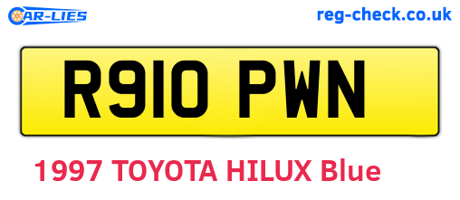 R910PWN are the vehicle registration plates.